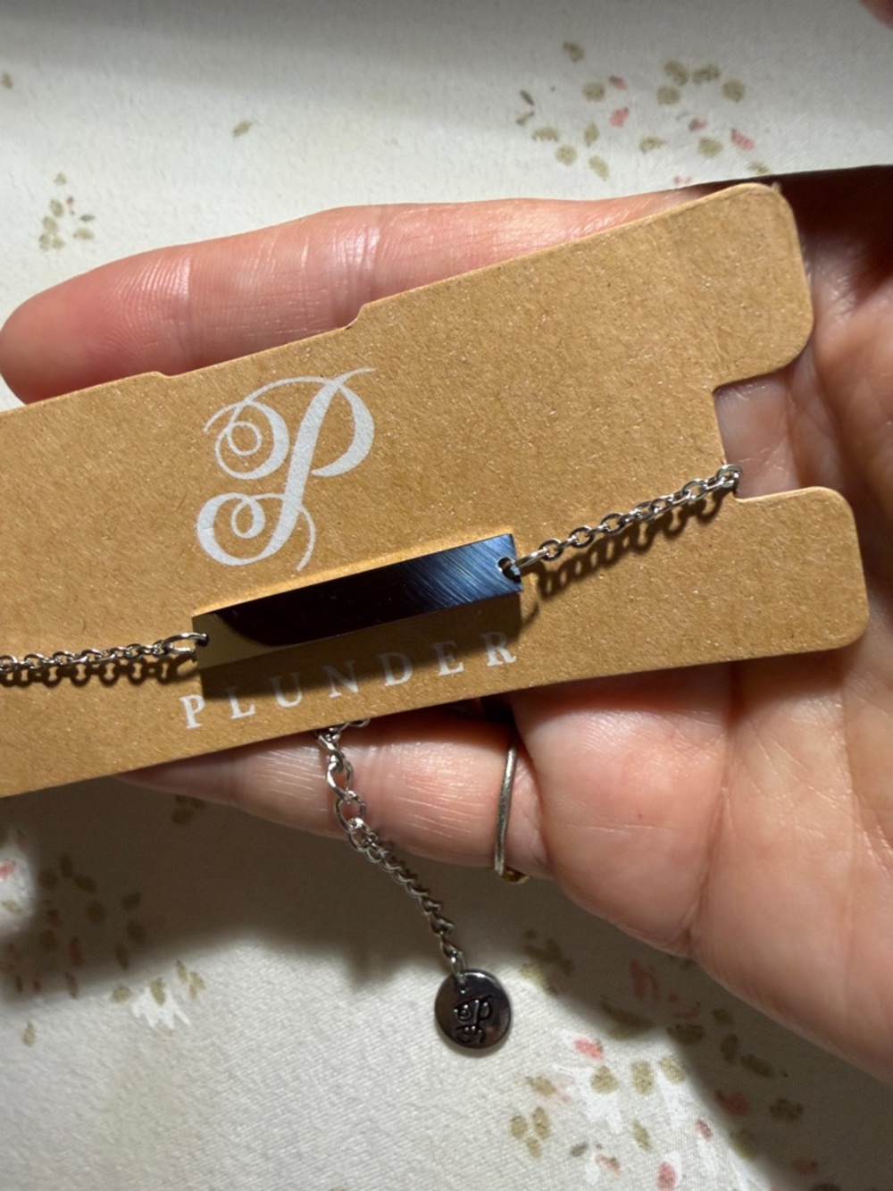 Plunder Rose Gold ID Bar Bracelet - Sleek Polished Chain - Picture 2 of 3